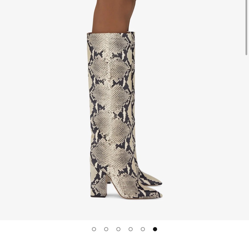 LIKE NEW Paris Texas Block Heel Printed Leather Python Boots